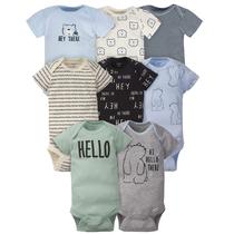 Bodysuits Gerber Baby, macacões de manga curta de 0 a 3 meses, pacote com 8
