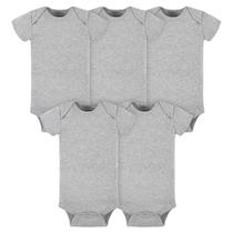 Bodysuits Gerber Baby, pacote com 5 macacões sólidos, cinza, de 3 a 6 meses