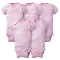 Bodysuits Gerber Baby, pacote com 5 macacões sólidos, rosa, de 6 a 9 meses