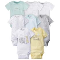 Bodysuits Gerber Baby, pacote com 8 macacões de manga curta para animais Bodysuits Gerber Baby, pacote com 8 macacões de manga curta para animais