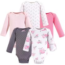 Bodysuits Hudson Baby Preemie 100% algodão rosa de manga comprida