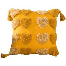 Boho Tassel Throw Capa do Travesseiro Tecida Tufted Love Coração Quadrado Cobertura da Almofada - Amarelo