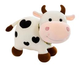 Boi Touro Vaca de Pelucia Malhada Branco Decoracao Animal da Fazenda 25cm Boi Touro Vaca de Pelucia Malhada Branco Decoracao Animal da Fazenda 25cm