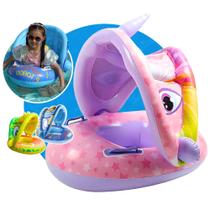 Boia Bebê Infantil Com Cobertura Proteção Piscina Inflável Cor Rosa Boia Bebê Infantil Com Cobertura Proteção Piscina Inflável Cor Rosa