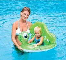 Bóia Bebê Infantil Tartaruga Inflável Com Proteção 50upf