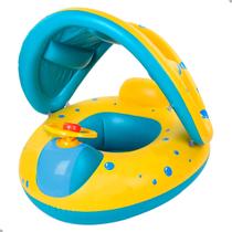 Boia Bebê Inflável com Assento Fralda e Cobertura Solar para Proteção na Piscina Boia Bebê Inflável com Assento Fralda e Cobertura Solar para Proteção na Piscina