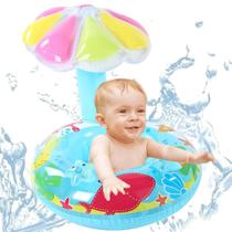 Boia Bote Bebê Inflável Com Cobertura Proteção Solar Criança