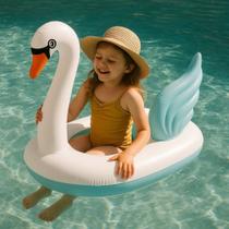 Boia Bote Cisne Inflável Infantil com Alça Modelo Fralda
