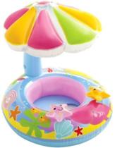 Bóia Bote Inflavel Bebe Com Toldo Capota Solar Infantil azul colorido Bóia Bote Inflavel Bebe Com Toldo Capota Solar Infantil azul colorido