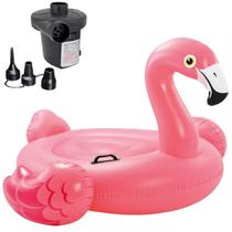 Boia bote inflável flamingo infantil + bomba elétrica