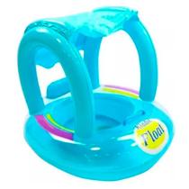 Boia Bote Inflável Infantil Bebê com Fralda e Cobertura Guarda Sol para Piscina