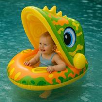 Boia Bote Inflável Infantil Teto Protetor Removivel Alça Apoio Unicornio Dinossauro