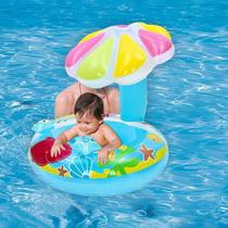 Boia Bote Para Bebê Inflável Teto Cobertura Cogumelo Cor Azul Proteção Solar