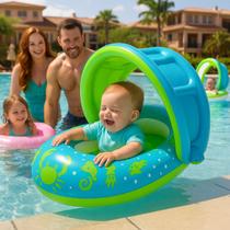 Boia Brinquedo Bote Inflável Infantil Caranguejo Verde em PVC 6 a 18 Meses Ideal para Piscina, Praia e Viagens