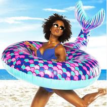 Boia Cauda de Sereia Inflável para Piscina 1,75 x 1,10 cm