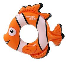 Boia Circular Infantil Peixe Palhaço 60x68cm Piscina Mar Sol Diversão Resistente Estampada Anime