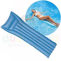 Boia Colchão Bronzeador Piscina Praia 1,83m X 69cm Azul