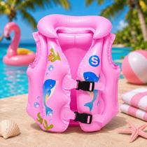 Boia Colete Infantil Rosa Inflável Com Fecho Ajustável PVC Piscina Praia Lago Criança Boia Colete Infantil Rosa Inflável Com Fecho Ajustável PVC Piscina Praia Lago Criança