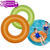 Boia Colorida Inflável Circular Redonda de Cintura para Crianças Praia Piscina Água 91 cm Bóia Inflável de Plástico para