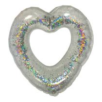 Boia Coração Com Glitter Transparente Piscina 90 Cm