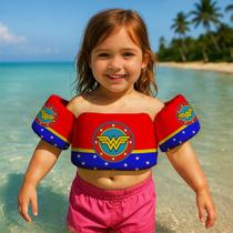 Boia de Braço Colete Infantil para Nadar Praia Piscina Estampa Super Heroína Desenho