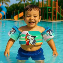 Boia de Braço Colete Infantil para Nadar Praia Piscina Estampa Tubarões Coloridos e Fofinhos Boia de Braço Colete Infantil para Nadar Praia Piscina Estampa Tubarões Coloridos e Fofinhos