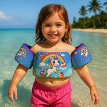 Boia de Braço Colete Infantil para Nadar Praia Piscina Estampa Unicórnios Coloridos Boia de Braço Colete Infantil para Nadar Praia Piscina Estampa Unicórnios Coloridos