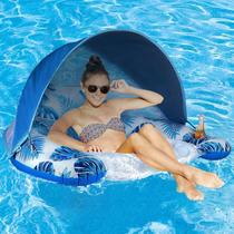 Bóia de Piscina COOLCOOLDEE com Dossel e Porta-Copos para Adultos