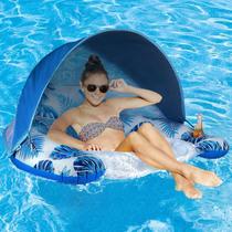 Bóia de piscina COOLCOOLDEE com dossel e porta-copos para adultos