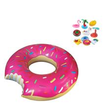 Boia Donut Grande Piscina Inflável 90cm + Porta Copo