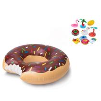 Boia Donut Grande Piscina Inflável 90cm + Porta Copo
