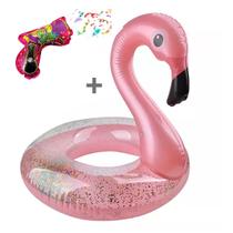Boia Flamingo Gliter Baby Infantil Rosê Brinquedo 70cm Piscina Menina Bexiga Bote Presente Criança Bebê Guerra Balão