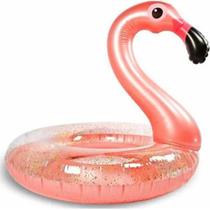 Boia Flamingo Metálico Glitter Gigante