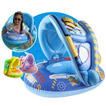 Boia Infantil Bote Inflavel C Cobertura Bebe Criança Piscina Cor Azul