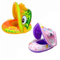 Boia Infantil Bote Inflavel C Cobertura Bebe Criança Piscina Boia Infantil Bote Inflavel C Cobertura Bebe Criança Piscina