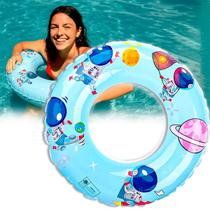 Bóia Infantil Inflável 60cm com Estampa de Astronauta Para Crianças a partir de 3 Anos Leve e Segura