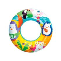 Boia Infantil Inflável Circular Redonda pra Criança Flutuador Praia e Piscina 51 cm 3 a 6 Anos (Pinguim e Tucano)