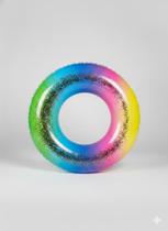 Boia Inflável Circular Arco Íris Glitter 55cm Piscina E Praia Kids Boia Inflável Circular Arco Íris Glitter 55cm Piscina E Praia Kids