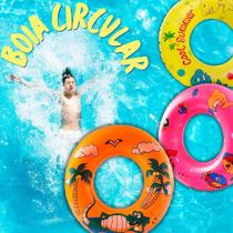 Boia Inflável Circular Colorida 60cm Praia Piscina Verão Diversão Garantida Fácil de Encher Cores Sortidas