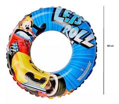 Boia Inflável Circular De Cintura Franja Mickey 72 Cm