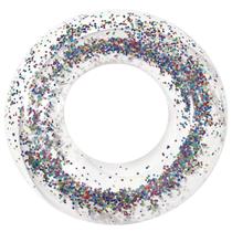 Boia Inflável Circular Transparente com Glitter Colorido Mor Boia Inflável Circular Transparente com Glitter Colorido Mor