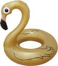 Boia Inflável Especial Gigante Redonda Flamingo Dourado BelFix