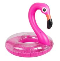 Boia Inflável Flamingo Com Glitter Transparente 90 Cm Praia