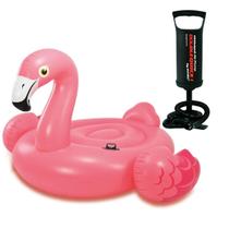 Boia Inflável Flamingo Gigante Mais Bomba De Ar Manual 29Cm