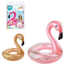 Boia Inflável Flamingo Glitter Rose Metálico Grande 82 Cm - Art House
