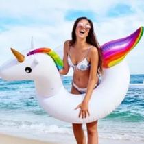 Boia Inflavel Unicornio Gigante 120cm Acessório Divertido Adulto Para Piscina Nadar Verão Praia Mar Hidro Natacao
