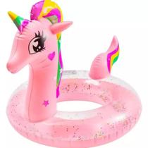 Boia Inflável Unicórnio Piscina Brincar Infantil 90cm com Glitter verão diversão