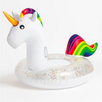 Boia Inflável Unicórnio Suplayer Com Glitter Arco-Íris Para Piscina e Praia - Grande