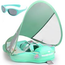 Bóia Mambobaby com dossel e cauda Novo flutuador de piscina não inflável atualizado para bebês Mambo Float Swim Trainer Solid Infant Swim Float Anel de natação ajustável em espuma de pérola para bebês