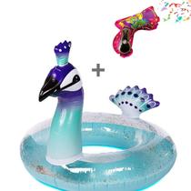 Boia Pavão Gliter Baby Infantil Cisne Brinquedo 90cm Piscina Menina Bexiga Bote Presente Criança Bebê Guerra Balão